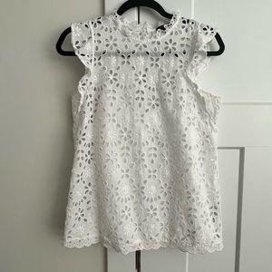 White Embroidered floral eyelet top J.CREW